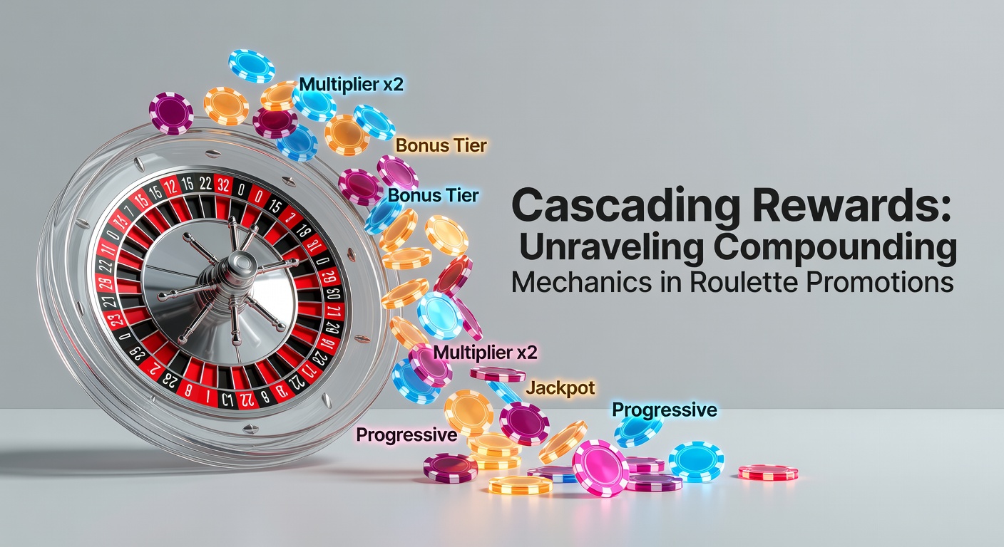 Visual representation of cascading bonus rewards stacking in a roulette game interface, showing multipliers and chained promotions
