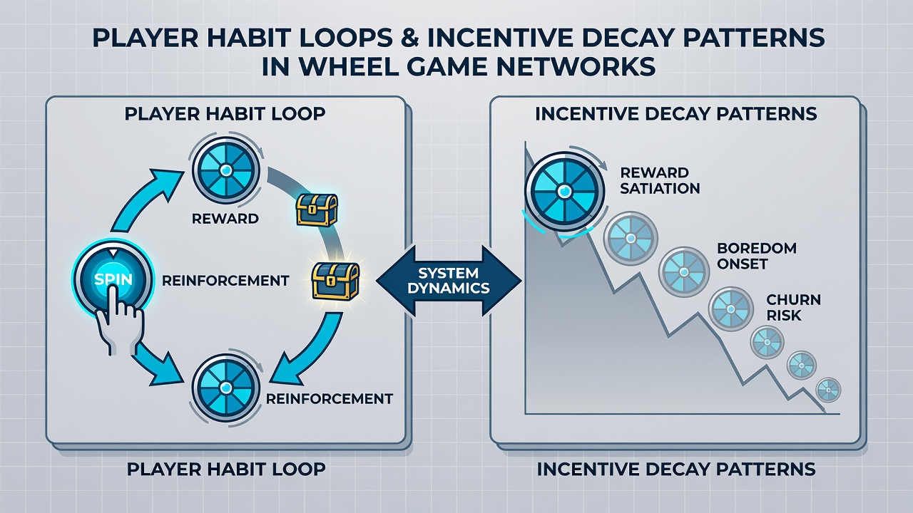 Analytics chart showing incentive decay curves over multiple redemption cycles in wheel game platforms