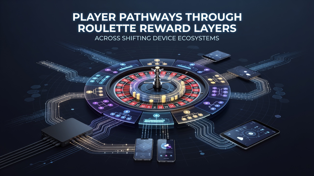 Roulette wheel interface displayed across multiple device screens showing reward progression layers