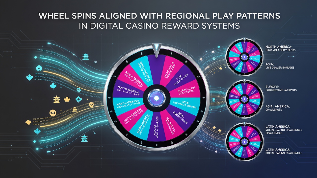 Analytics dashboard showing segmented wheel spin data mapped to geographic player clusters